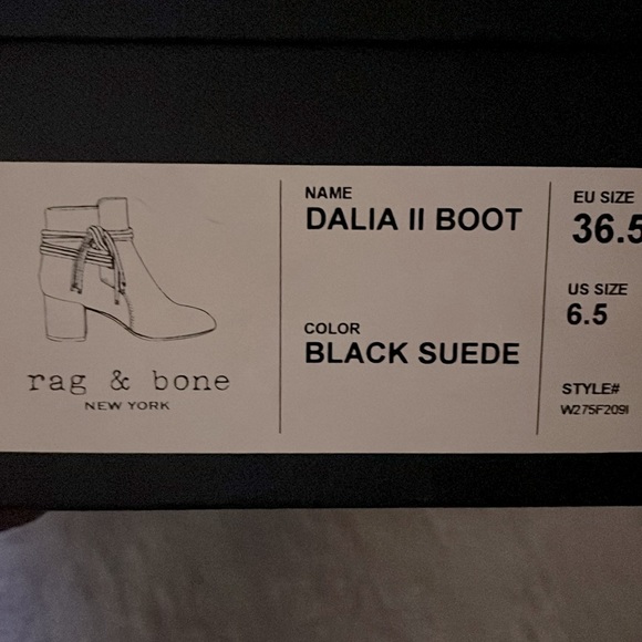NWT Rag and Bone Dalia II Black Suede Boot Size 8.5 New In Box with dust bag. - Picture 11 of 11